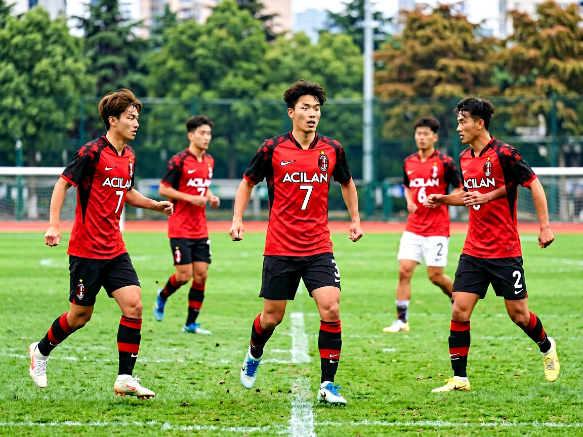 AC米兰青训学院球员训练与比赛场景